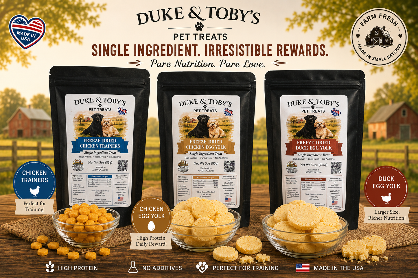 Duke & Toby's Freeze-Dried Pet Treats | Single Ingredient | Made in Virginia