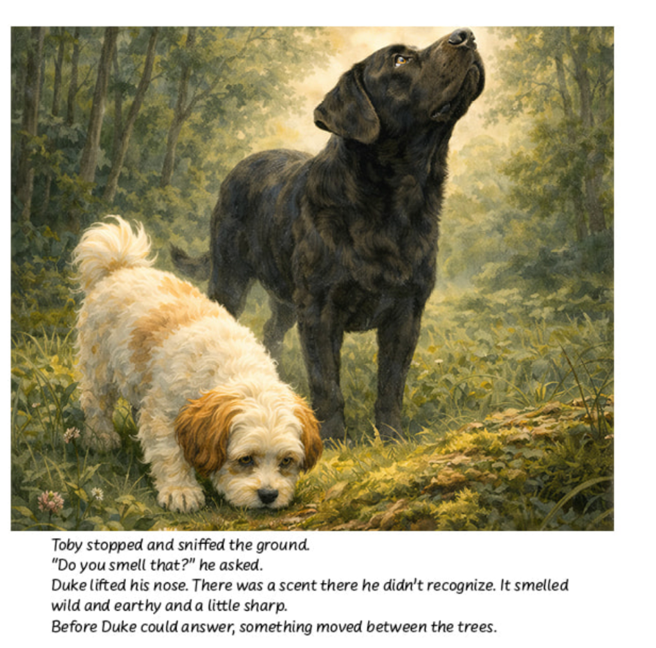 Duke and Toby and the Stranger In The Woods
